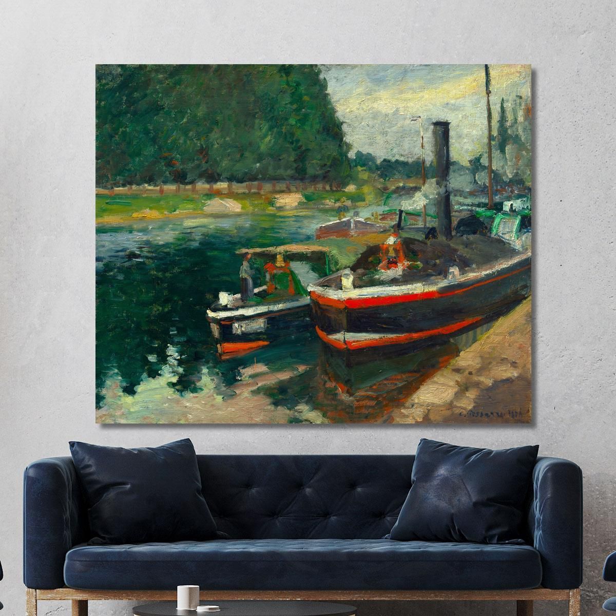 Barges At Pontoise Camille Pissarro cps11 canvas print 