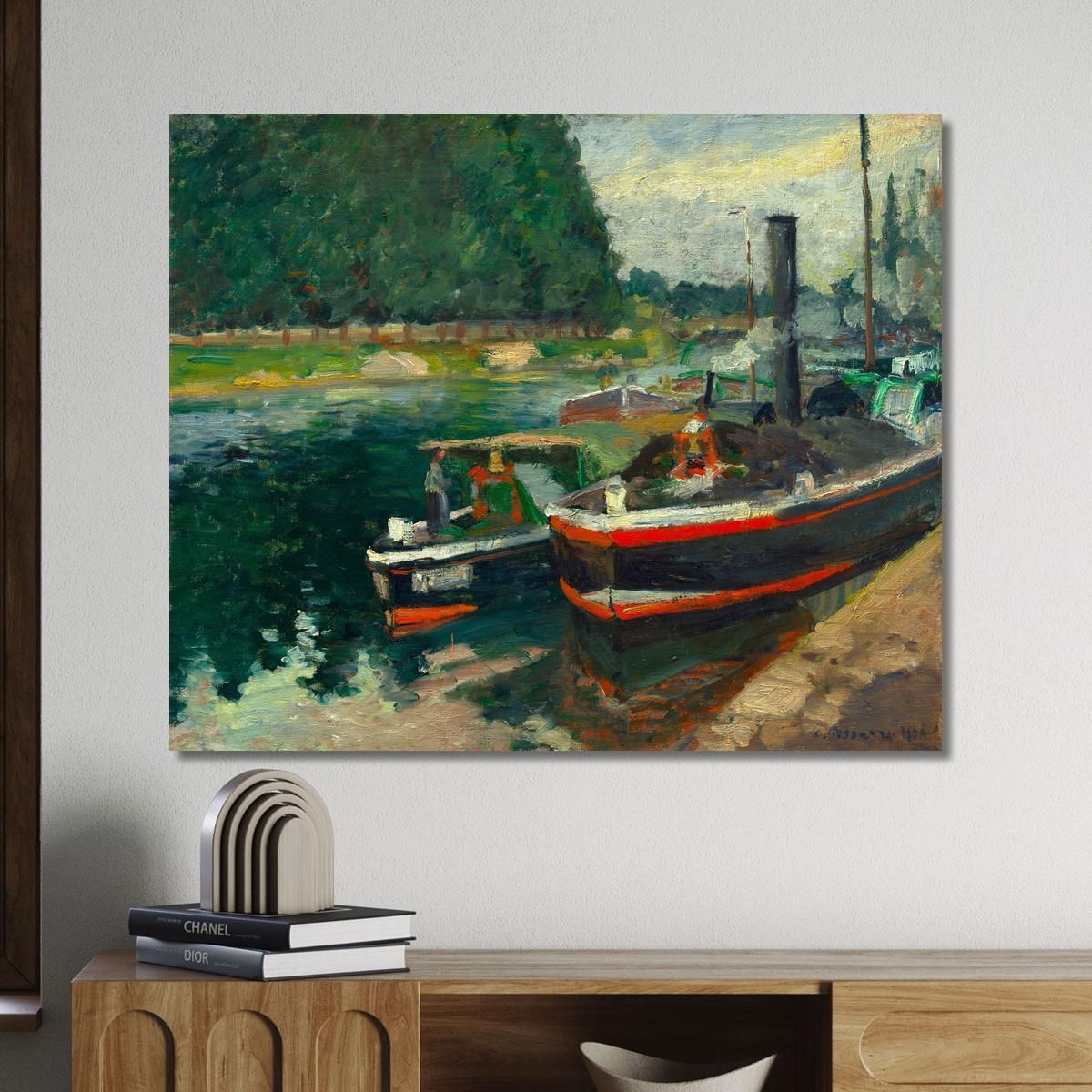 Barges At Pontoise Camille Pissarro cps11 canvas print 