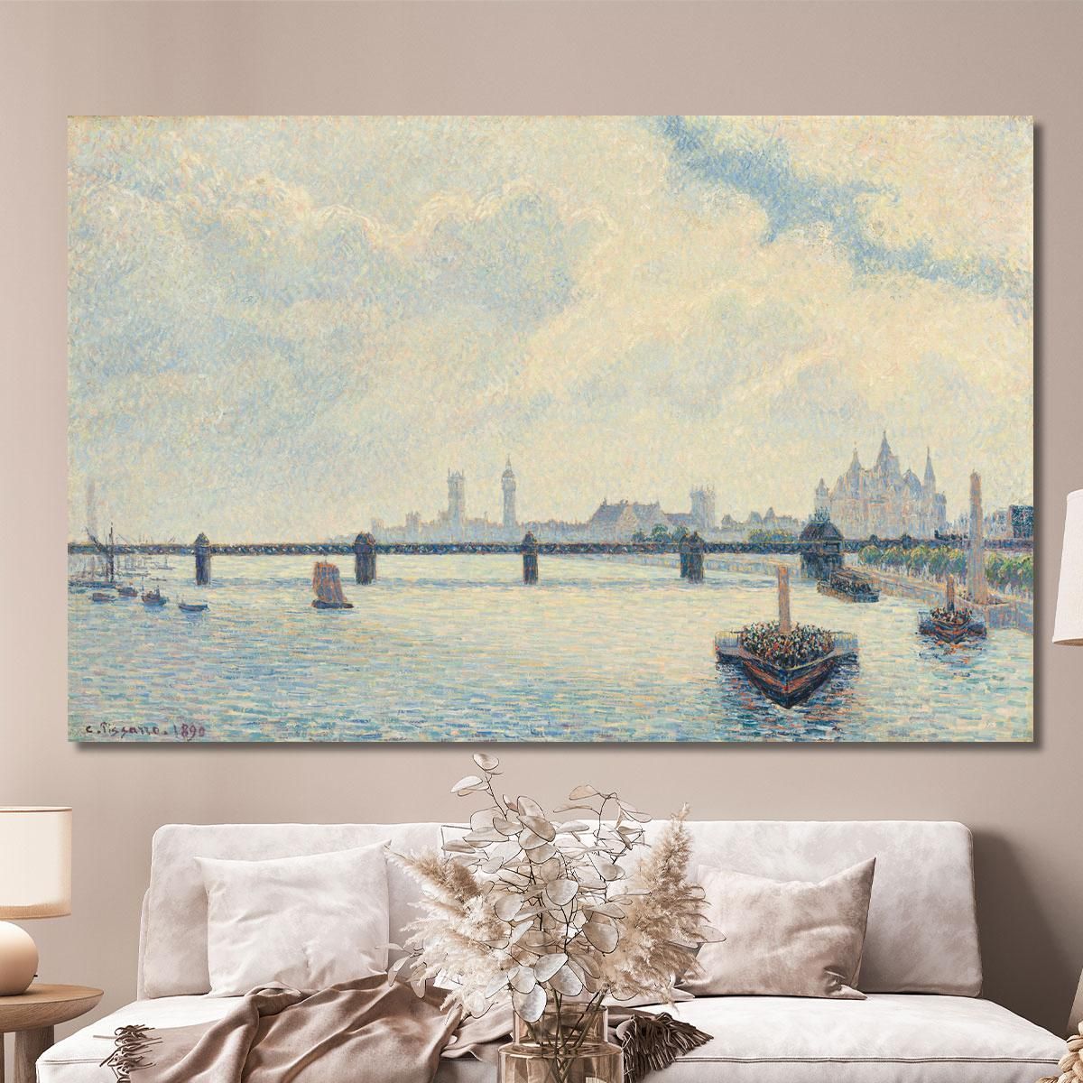 Charing Cross Bridge London 1890 Camille Pissarro cps18 canvas print 