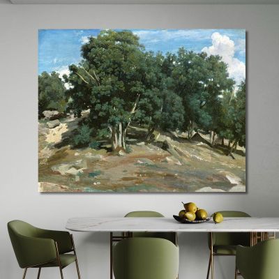Fontainebleau Oak Trees At Bas-Bréau Camille Pissarro cps26 canvas print  Fontainebleau Oak Trees At Bas-Bréau Camille Pissarro cps26 canvas print