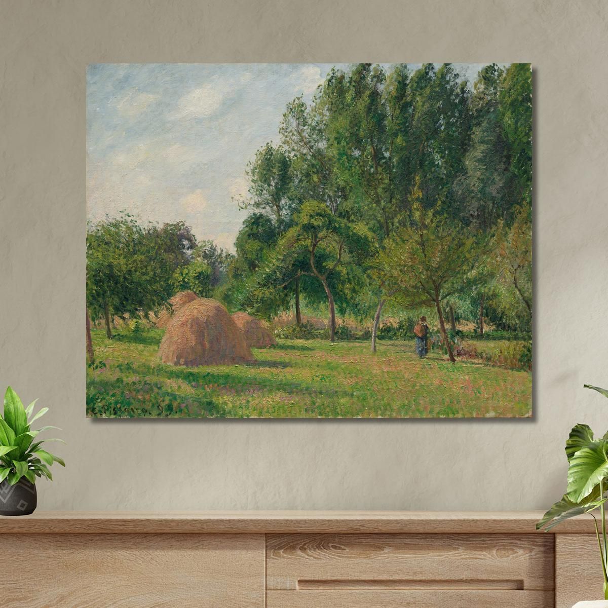 Haystacks Morning Eragny Camille Pissarro cps33 canvas print 
