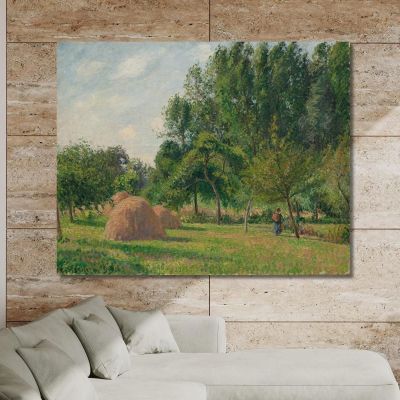 Haystacks Morning Eragny Camille Pissarro cps33 canvas print 