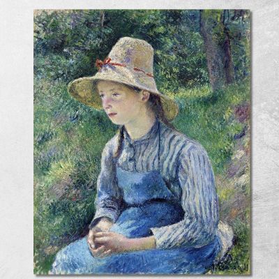 Peasant Girl With A Straw Hat 1881 Camille Pissarro cps49 canvas print 