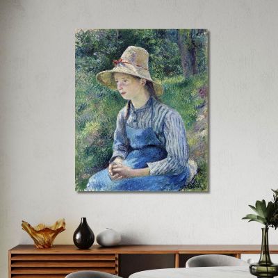 Peasant Girl With A Straw Hat 1881 Camille Pissarro cps49 canvas print 