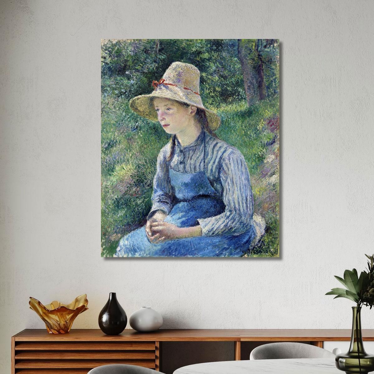 Peasant Girl With A Straw Hat 1881 Camille Pissarro cps49 canvas print 