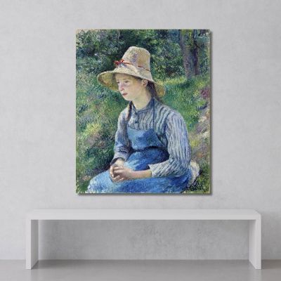 Peasant Girl With A Straw Hat 1881 Camille Pissarro cps49 canvas print 