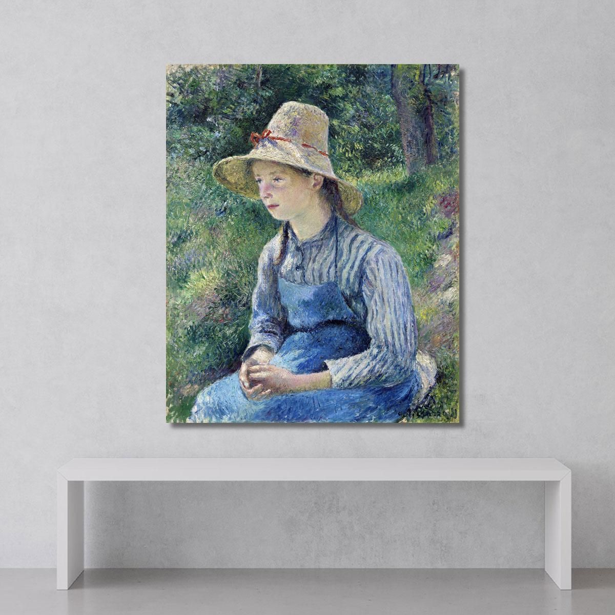 Peasant Girl With A Straw Hat 1881 Camille Pissarro cps49 canvas print 