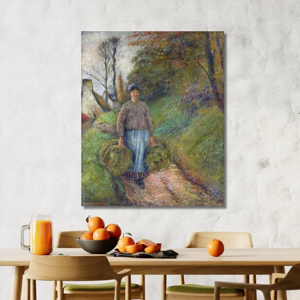 Peasant Woman Carrying Two Bundles Of Hay 1883 Camille Pissarro cps51 canvas print 