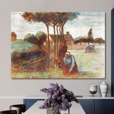 Peasant Women Weeding The Grass Ca 1894 Camille Pissarro cps52 canvas print 