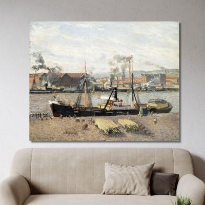 Port Of Rouen Unloading Wood 1898 Camille Pissarro cps58 canvas print 