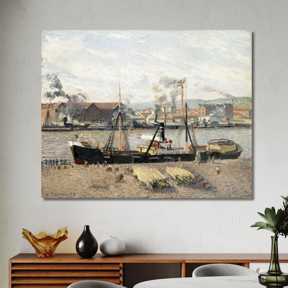 Port Of Rouen Unloading Wood 1898 Camille Pissarro cps58 canvas print 