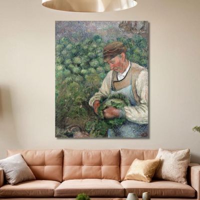 The Gardener - Old Peasant With Cabbage 1883-1895 Camille Pissarro cps79 canvas print 