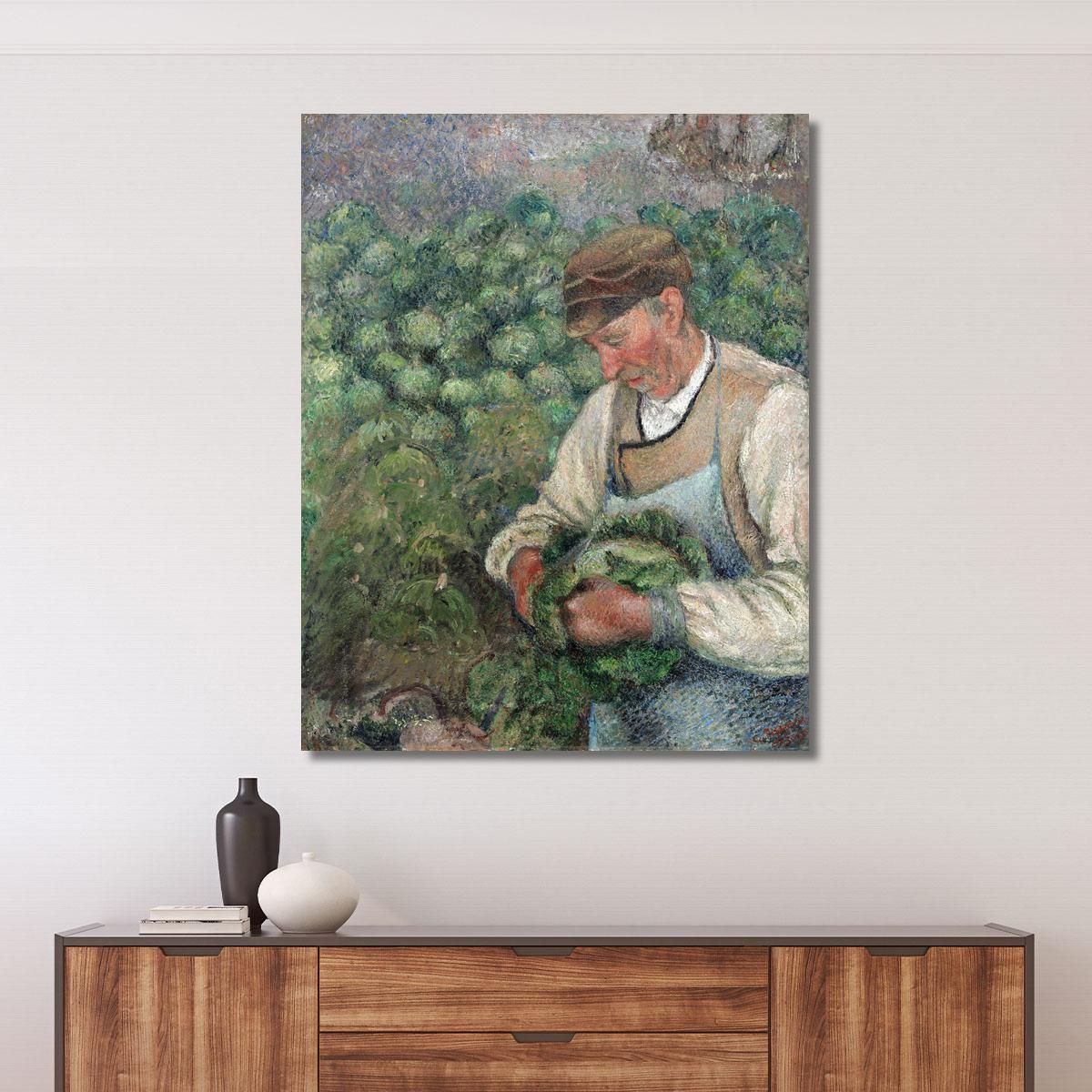 The Gardener - Old Peasant With Cabbage 1883-1895 Camille Pissarro cps79 canvas print 