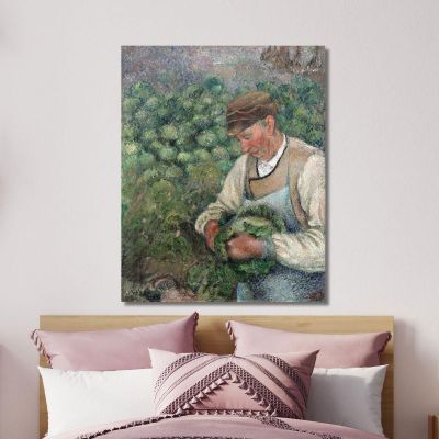 The Gardener - Old Peasant With Cabbage 1883-1895 Camille Pissarro cps79 canvas print 