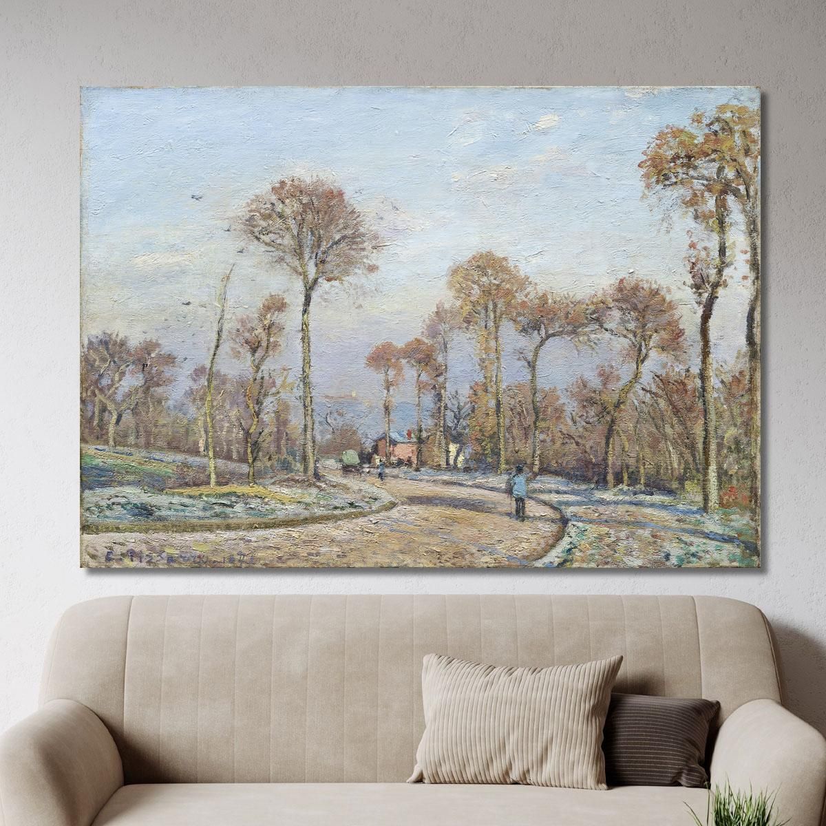 The Road To Versailles Louveciennes Morning Frost 1871 Camille Pissarro cps96 canvas print 