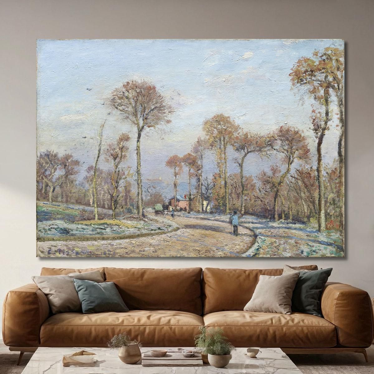 The Road To Versailles Louveciennes Morning Frost 1871 Camille Pissarro cps96 canvas print 