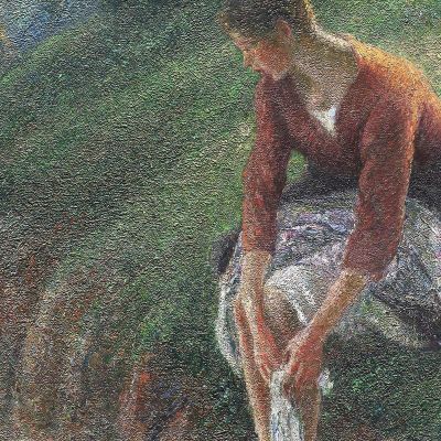 Woman Bathing Her Feet In A Brook Camille Pissarro cps105 canvas print