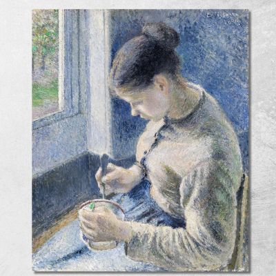 Young Peasant Having Her Coffee 1881 Camille Pissarro cps108 canvas print 