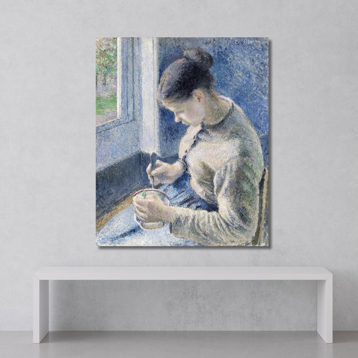 Young Peasant Having Her Coffee 1881 Camille Pissarro cps108 canvas print 