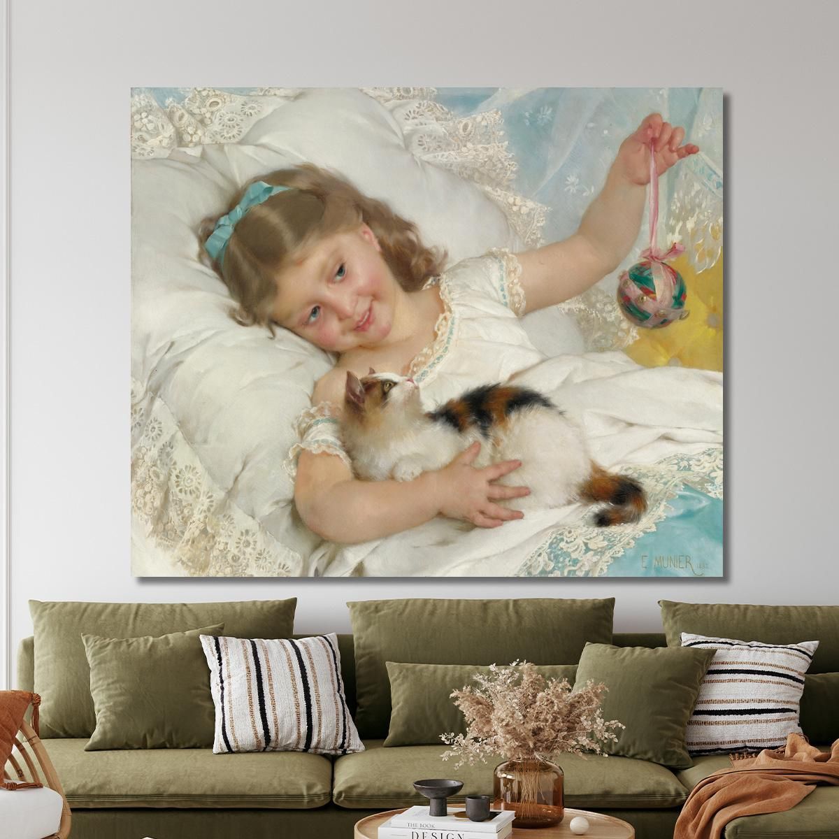 Little Girl & Cat Émile Munier emn19 canvas print 