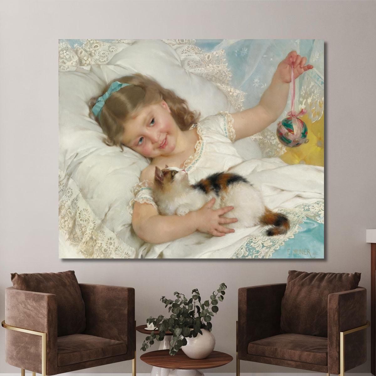 Little Girl & Cat Émile Munier emn19 canvas print 