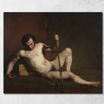 Male Nude Leaning On Staff William Etty wet10 canvas print 