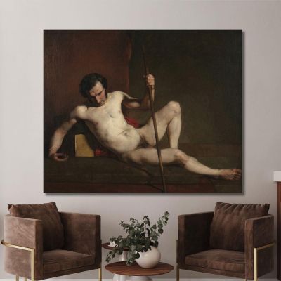 Male Nude Leaning On Staff William Etty wet10 canvas print 