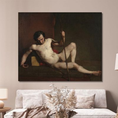 Male Nude Leaning On Staff William Etty wet10 canvas print 