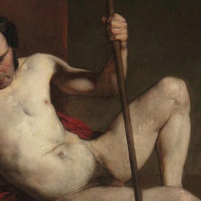 Male Nude Leaning On Staff William Etty wet10 canvas print