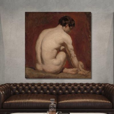 Male Nude Kneeling From The Back William Etty wet11 canvas print 