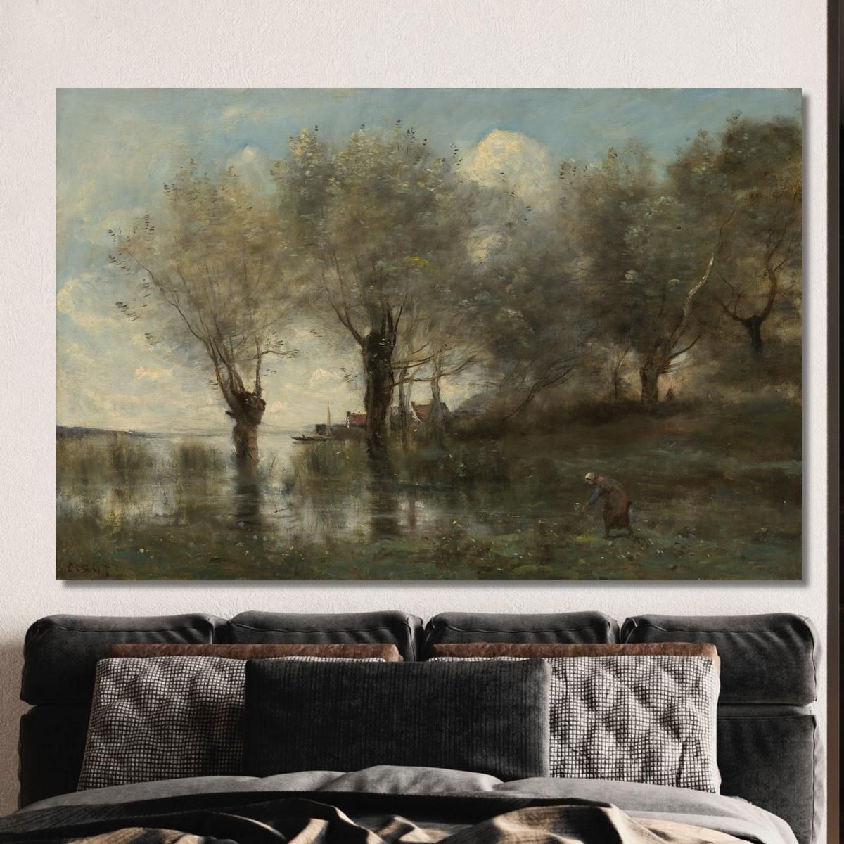 A Pond In Picardy Jean-Baptiste-Camille Corot jbc3 canvas print 