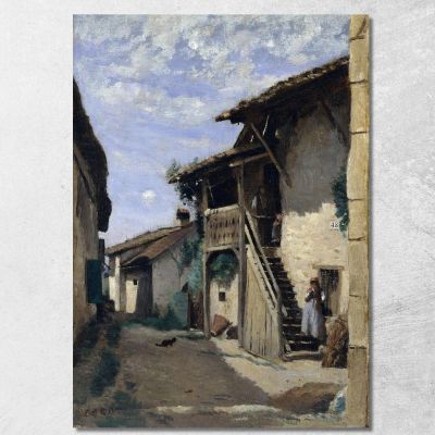 A Village Street- Dardagny Jean-Baptiste-Camille Corot jbc8 canvas print 