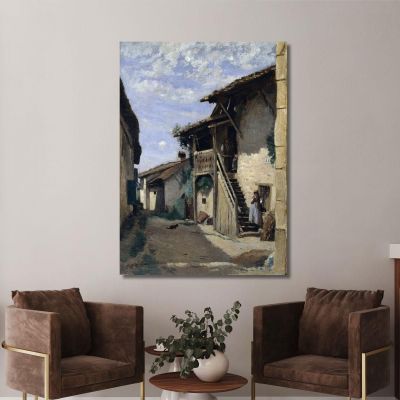 A Village Street- Dardagny Jean-Baptiste-Camille Corot jbc8 canvas print 