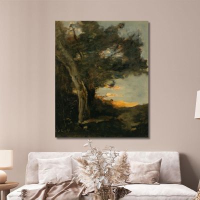 Sunset With A Lioness Jean-Baptiste-Camille Corot jbc39 canvas print 