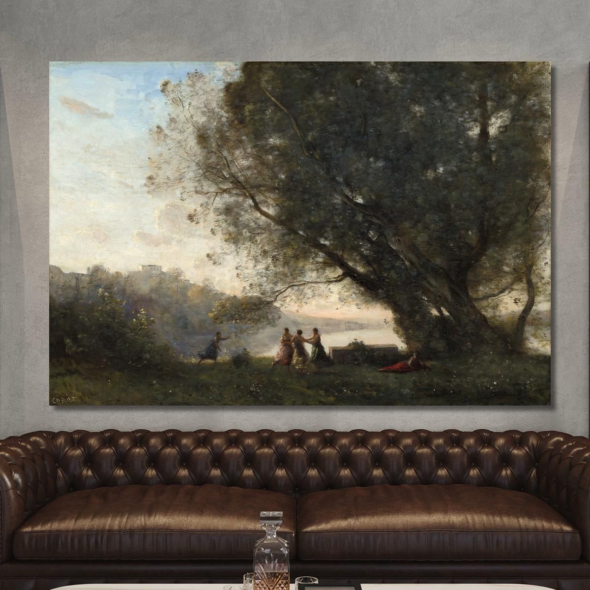 Dance Under The Trees At The Edge Of The Lake Jean-Baptiste-Camille Corot jbc43 canvas print 