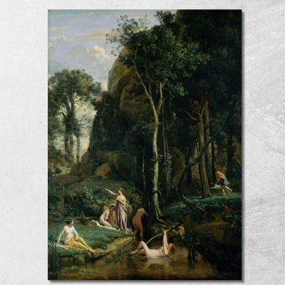 Diana And Actaeon Diana Surprised In Her Bath Jean-Baptiste-Camille Corot jbc45 canvas print 