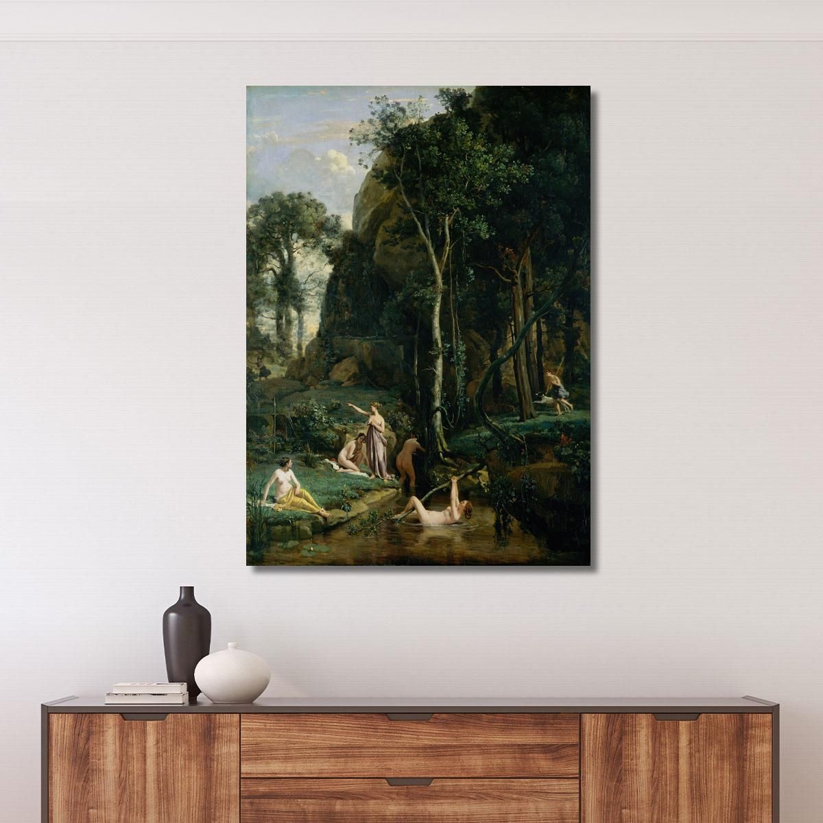 Diana And Actaeon Diana Surprised In Her Bath Jean-Baptiste-Camille Corot jbc45 canvas print 