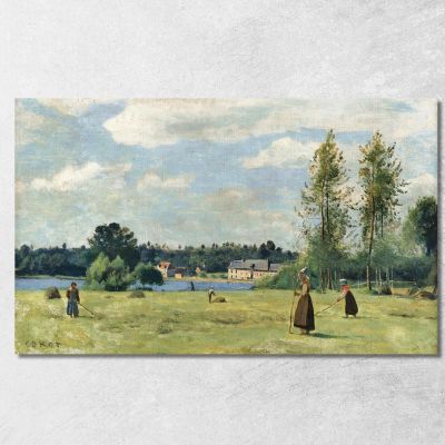 Haymakers In Ville D'Avray Jean-Baptiste-Camille Corot jbc56 canvas print 