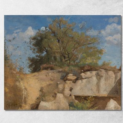 Fontainebleau Wooded Quarry Summit Jean-Baptiste-Camille Corot jbc62 canvas print 