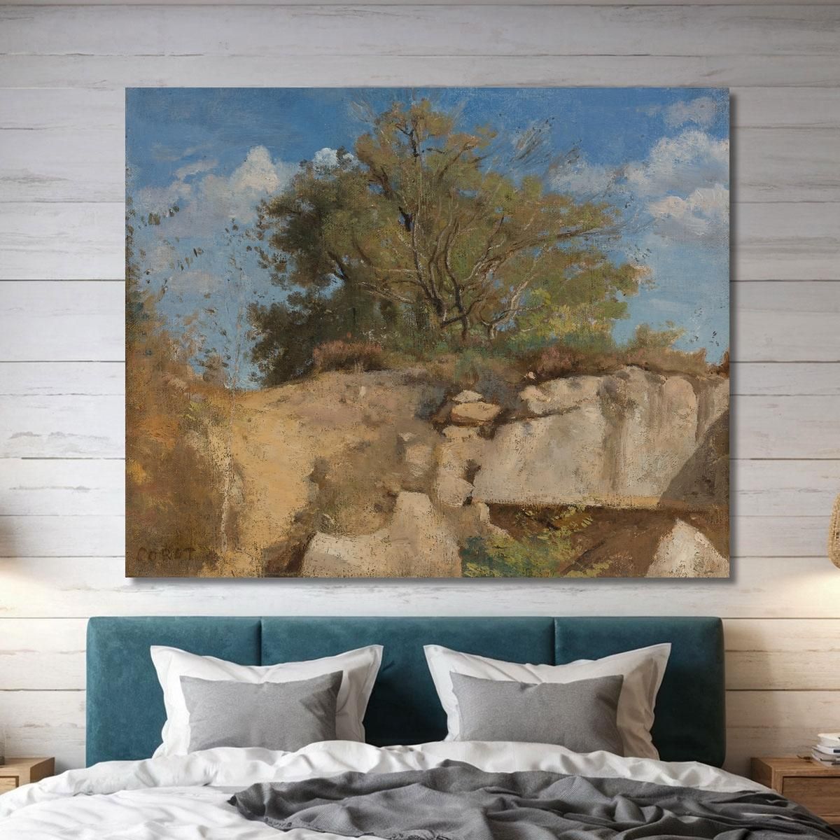 Fontainebleau Wooded Quarry Summit Jean-Baptiste-Camille Corot jbc62 canvas print 