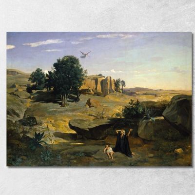 Hagar In The Wilderness Jean-Baptiste-Camille Corot jbc76 canvas print 