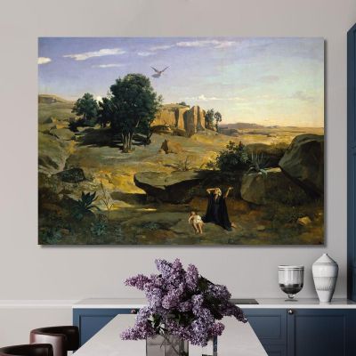 Hagar In The Wilderness Jean-Baptiste-Camille Corot jbc76 canvas print 