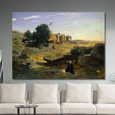 Hagar In The Wilderness Jean-Baptiste-Camille Corot jbc76 canvas print 