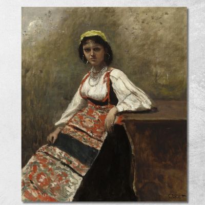 Italian Woman La Morieri Jean-Baptiste-Camille Corot jbc85 canvas print 