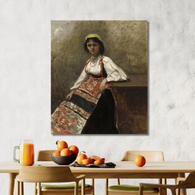 Italian Woman La Morieri Jean-Baptiste-Camille Corot jbc85 canvas print 