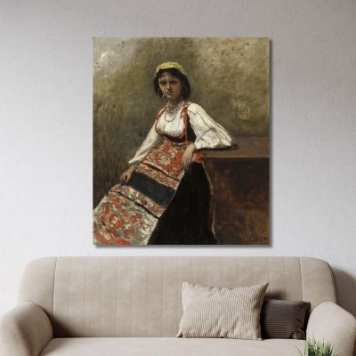 Italian Woman La Morieri Jean-Baptiste-Camille Corot jbc85 canvas print 