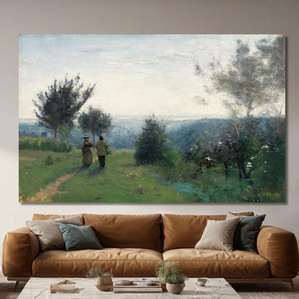 The Morning Meeting On The Heights Of Sèvres Jean-Baptiste-Camille Corot jbc102 canvas print 