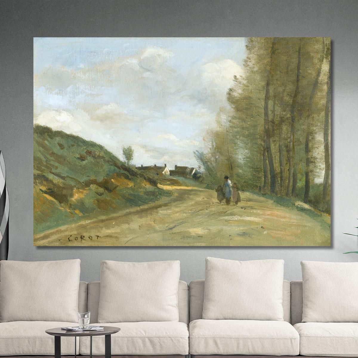 The Gouvieux Road Near Chantilly Jean-Baptiste-Camille Corot jbc105 canvas print 