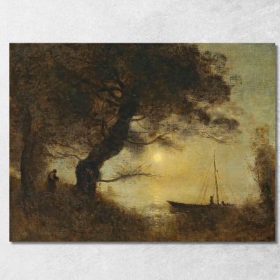 The Moonlit Boat Jean-Baptiste-Camille Corot jbc114 canvas print 