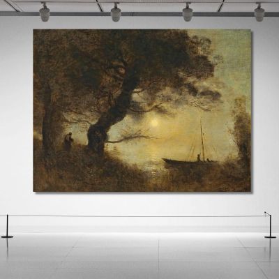 The Moonlit Boat Jean-Baptiste-Camille Corot jbc114 canvas print 